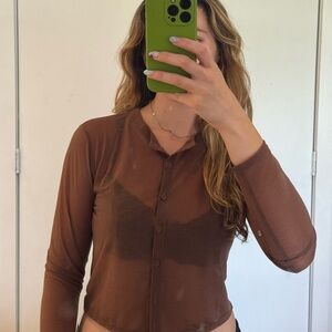 NWT Reformation Kate Sheer brown Cardigan